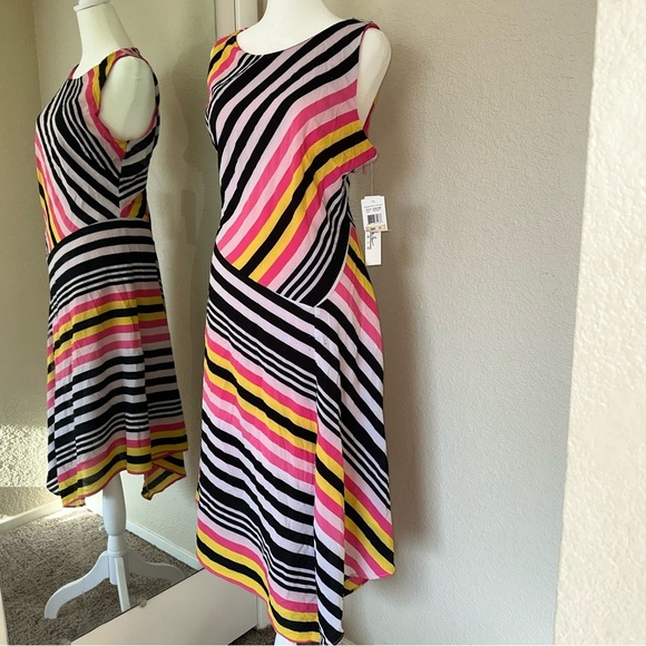 Nicole Miller Striped Asymmetrical Dress size 12 - Picture 1 of 7